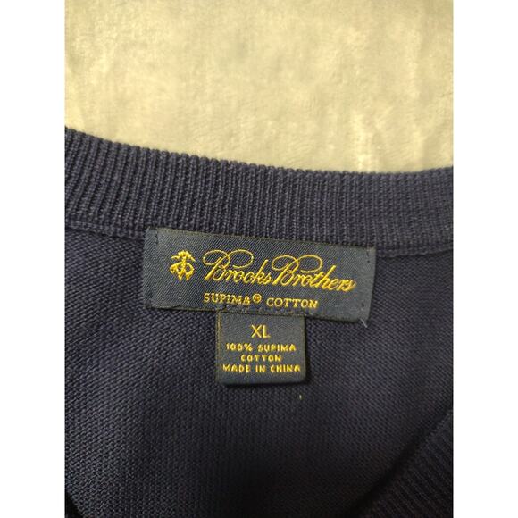 Brooks Brothers Navy Blue Supima Cotton Knit Sweater Vest Mens XLarge Old Money - Picture 3 of 8